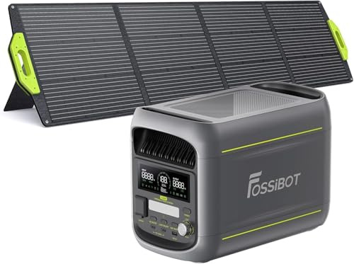 FOSSIBOT F1800 Générateur Électrique Portable 1024Wh avec Panneau Solaire 200W, Batterie LiFePO4 Station électrique1800W(Peak 2700W)，Charge Rapide 1200W, Mode ECO, BMS pour Camping-Car, Maison, Voyage