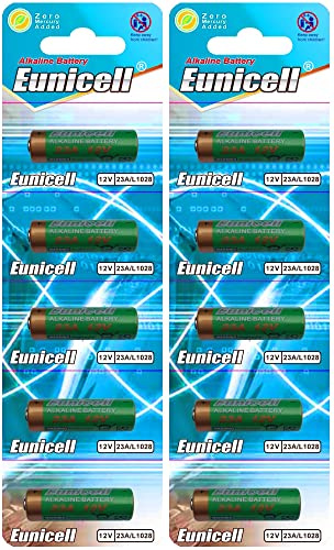 Eunicell 10 x 23A 12V (2 Blistercards a 5 Batterien) Quecksilberfreie Alkaline Batterien MN21, 23A, V23GA, L1028, A23 EINWEG Markenware