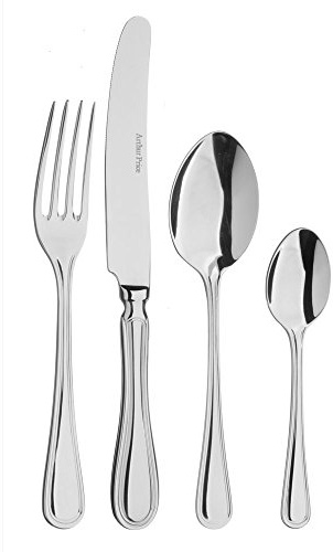 Arthur Price jeden Tag 88-Piece Britannia Besteckkoffer 12 Personen Allegra Kantine, Edelstahl, Silber, 67 x 31,6 x 11 cm