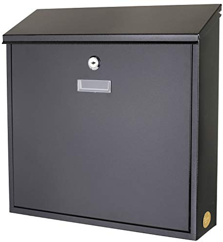 Metal Mailbox Steel office comment Suggestion ballot Box Secure Box With top special Wide Slot for envelopes Wall Mount with pre drilled holes Drop Box for Home and Office 14.3H x 14.6W x 3.75D(Black)