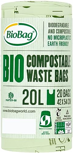 BioBag 20L Compostable Caddy Bin Liners (20 Count), Green