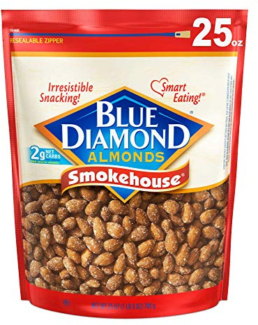 Blue Diamond Almonds, Smokehouse Flavored Snack Nuts, Plant-Based Protein and Fiber Snacks, Gluten Free Iconic Flavor Salty Nuts, Great for Events, Holidays, Parties, 25 Oz Resealable Bag (Pack of 1)