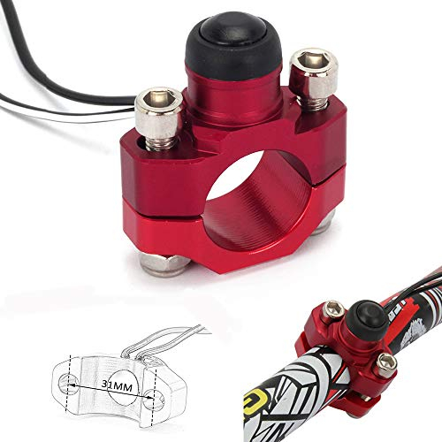 Motorrad Startknopf,Motorrad Lenker Schalter,Schalterknopf Killschalter mit Montage Rückplatte für 22mm 7/8 Lenker ATV Dirt Pit Bike Roller Quad-Rot
