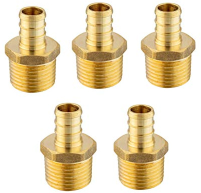 (Pack of 5) EFIELD Pex 1/2 Inch x 1/2 Inch Male NPT Adapter Brass Crimp Fittings (PEX1807017-5PCS)