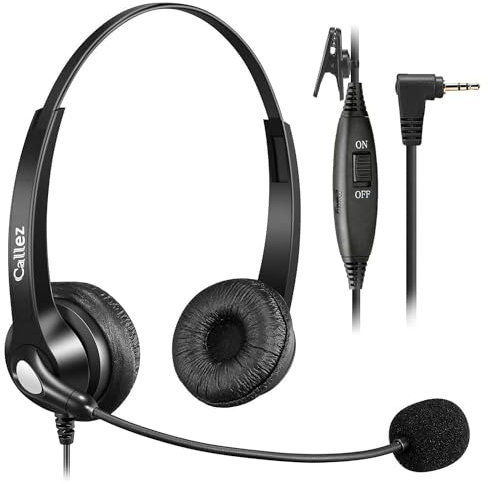 Callez 2.5mm Cordless Phone Headset Dual, Telephone Headsets with Noise Cancelling Mic For BT Phone Gigaset C430A C620 S810A Panasonic Polycom Cisco SPA 504G Office Landline IP DECT Phones (C402D1)