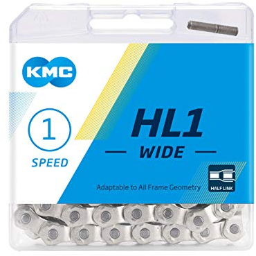 KMC: HL710 - Half Link Nickel Plated BMX Chain in Silver (boxed)-SILVER -1/8