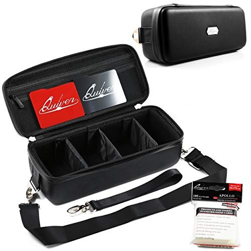 Quiver Time Black Bolt Card Carrying Case fits PM Cards and other TCG Games - Storage Bag for Playing/Trading Cards and Deck Box (Straps, Dividers & 100 Apollo Card Sleeves)