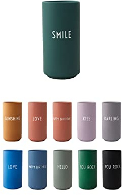Design Letters Lieblingsvase, Smile (Dunkel grün) - Dekorative Vase mit verschiedenen Funktionen in modischen Farben, Zubehör ist separat erhältlich, spülmaschinenfest, H: 11 cm x D: 5,5 cm.