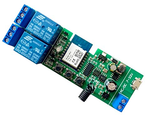 MHCOZY 2 Kanal WiFi RF Wireless Switch Relais, Phone App Fernbedienung für Zugangskontrolle, Smart Garagentor, kompatibel mit Alexa Goolge Home (Smart Life App WIFI Bluetooth Relais)