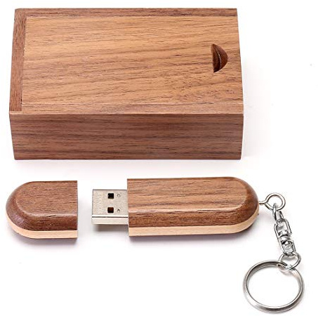 HOZYALE USB Flash Drive Two-tone Color Wood USB 2.0 Memory Stick Pen Drives with Wooden Box (32GB, Tan)