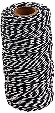 Voarge Spago da Giardino da 100 m Filo di Cotone per Confezioni Regalo, Filo di Cotone Spago Colorato Cotone Bakers Twine (Bianco e nero)