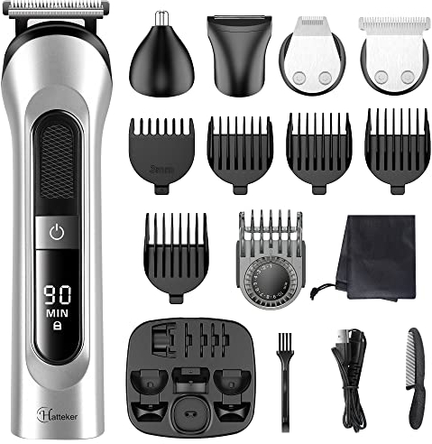 Hatteker Bartschneider Barttrimmer Herren Haarschneidemaschine Haartrimmer Haarschneider Präzisionstrimmer Nasenhaartrimmer USB wiederaufladbar wasserdicht