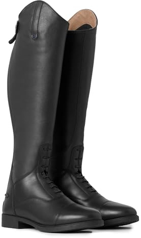 HORZE Rover Women's Synthetic Leather Classic Tall Field Riding Boots | Water-Resistant with Laces and Rear Zipper - Black - 8.5W