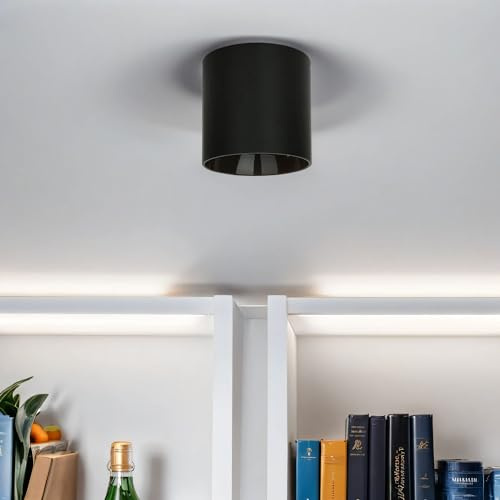 Licht-Erlebnisse Aufbauspot GU10 Deckenlampe, Aufbaustrahler Schwarz, Flur, Küche, Wohnzimmer, L:12,7 cm, H:12,5 cm, klein, akzentuierte Beleuchtung, Deckenspot, Spotlight