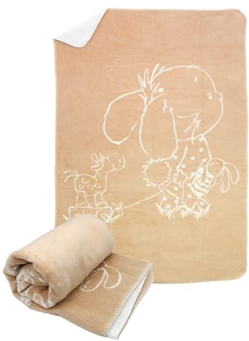 Moon Baby und Kinder Kuscheldecke Baumwolle Hase doppelseitig und flauschig 100x150-wollweiß/beige