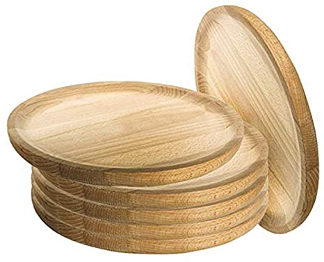 Acan Tradineur Lot de 6 assiettes à pieuvre rondes en bois, diamètre 28 cm, lot de 6 assiettes de présentation, poulpe à la galicienne