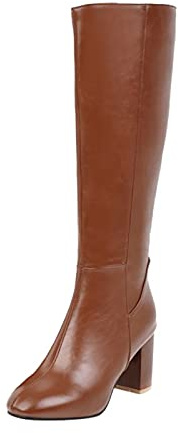 Bottes Femme Talons Chunky Bottes d'équitation Cuir Zipper Chaussure Femme Mustang Escarpins Sexy High Heel Boots