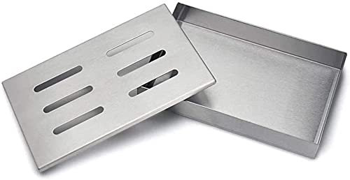 LATRAT Smoker Box Smoker Box Smoker Box Smoke Box con coperchio a cerniera, carbone & Gas Barbecue Carne, fumo Delicious Smoky Barbecue Tool