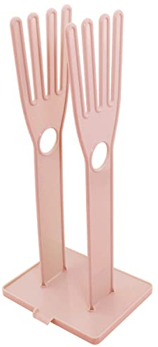 DGHAOP Pink Color Gloves Stand 15x12x34cm Kitchen Multifunctional Rubber Gloves Drain Rack Towel Storage Holder Drying Stand Creative Kitchen Tool