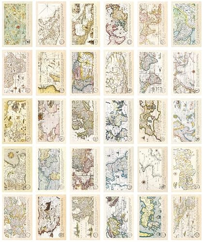 ZPPLD Set 30 Postkarten, Vintage Postkarten set,Vintage Postkartenmaterial Papier Set,Old Memory Brief Noten Postkarten,Reise-Postkarte,Cruise the Earth