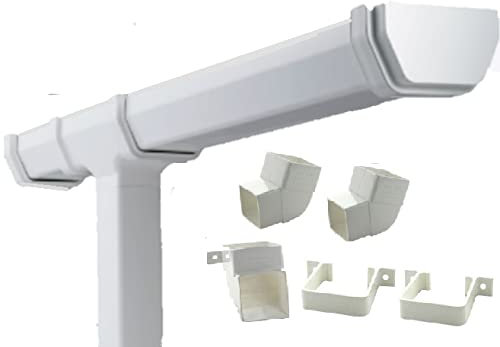 Plastic Guttering Kit Shed Gutter 6 ft / 2m Gutter 112mm White Square