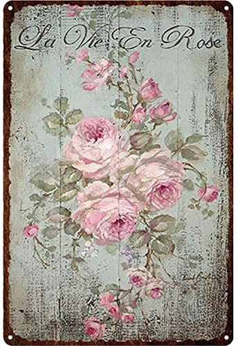 Demiawaking Targa in Metallo Vintage Antiruggine Poster da Parete Fiori Pittura in Ferro Quadri Vintage Targhe Metallo Decorative per Camera da Letto,Soggiorno,Ristorante, Bar 20x30cm (G)