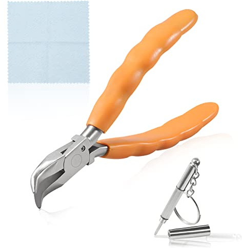 SPEEDWOX 6 Inches Bent Nose Plier Stainless Steel Eyeglasses Repairing Plier, Optical Glasses Frames Repair Assembling & Adjusting Hand Tools with Screwdriver and Glasses Cloth