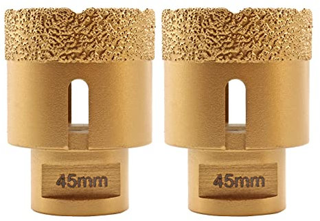 SHDIATOOL Diamond Core Drill Bit,Hole Saw Diameter 45mm M14 Thread Vacuum Brazed for Ceramic Porcelain Tile Granite Marble Masonry Brick，2pcs