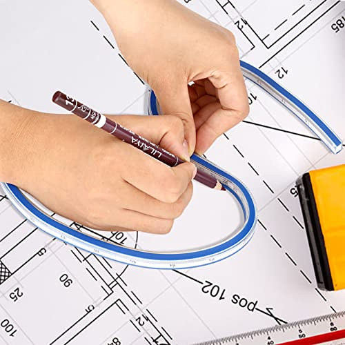 Pilipane Flexibles Kurvenlineal,gebogenes Lineal zum Nähen, Lineale zum Zeichnen, flexible Kurvenvorlagen, Lineal, das gebogen werden kann, ideal für technische Zeichnungen (40 cm)