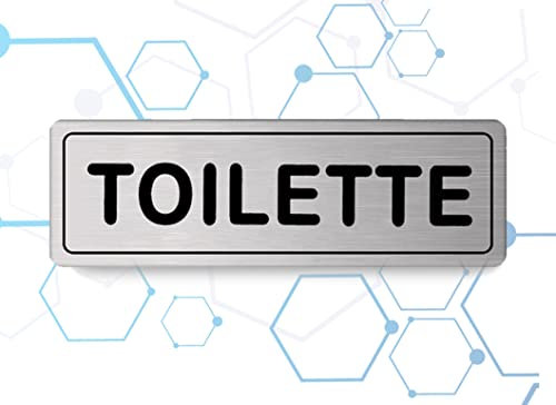 Nitek Targa toilette in Alluminio Satinato 150mm x 50mm -Targhette Autoadesive | Stickers, Klebeetikett | Impermeabili Lavabili, Ufficio, Pub, Aziende