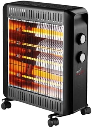 Melchioni Family MAGMA, Stufa Elettrica al Quarzo Portatile con Ruote e Maniglia, Stufa Elettrica da Esterno con Potenza Regolabile 1100W/2200W, Protezione contro il surriscaldamento
