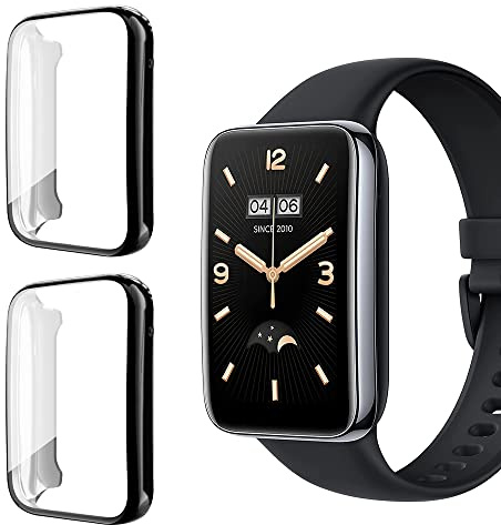 Niboow Funda [2-Piezas] para Xiaomi Smart Band 7 Pro (Xiaomi Mi Band 7 Pro), con Protector de Pantalla, TPU antirrayas Protectora - Negro + Negro