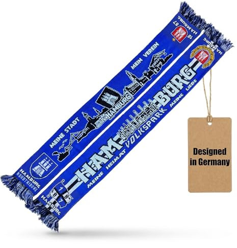 Hamburg Schal, Fan-Schal – Skyline-Motiv – (Strickschal) – 145 cm x 18 cm