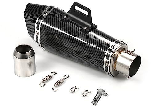 Shkalacar Silenziatore di Scarico per Moto, 1,5-2 '' Tubi di Scarico universali Silenziatore Tubo di Coda Resistente alle Alte Temperature per Moto Yamaha ATV ZX6R 10R Z900 Z800 R3 R25 R6