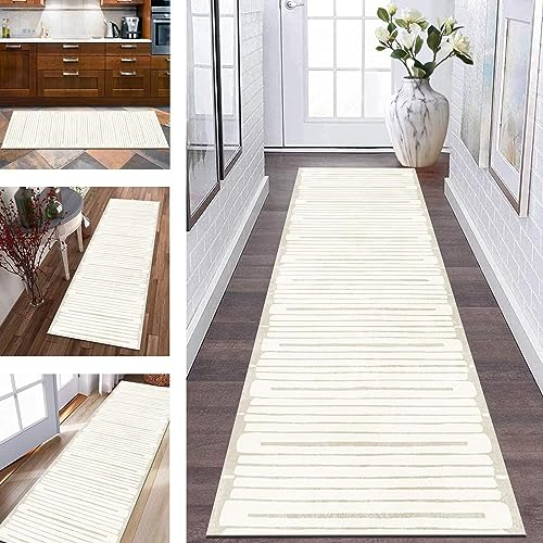 Läufer Teppich Küche Lang Flur rutschfest Küchenteppich Teppichmatten 90X300CM Küchenläufer Hellbraun Korridor Teppichläufer Waschbar Meterware Flurläufer Wohnzimmer Schlafzimmer Breite 40-120cm