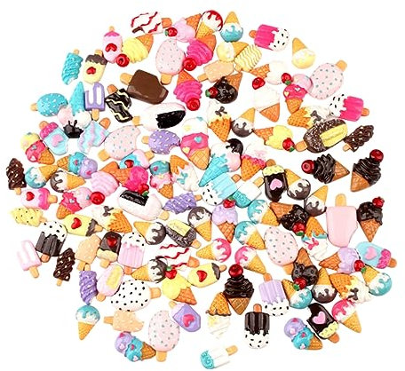 100st Stempelkissenmaterial Für Kinder Mischen Sie Harzzubehör Dekorationszubehör Aus Harz Zubehör Für Haarseile Diy Cremefarbenes Handyhüllenmaterial Haarschmuck Eis