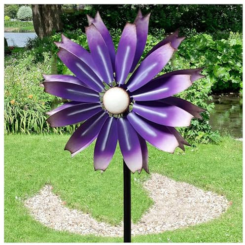 Garten Windrad 149cm Windspiele FüR Den Garten Edelstahl Kugellager WindräDer FüR Den Garten Wetterfestes Gartendeko,Purple