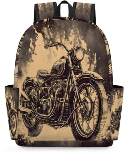 Rucksack mit Vintage-Motorrad-Motiv für Kinder, Mädchen, Jungen, Kinder, multifunktionaler Kleinkind-Rucksack, Schule, Büchertasche, Reisen, lässiger Tagesrucksack, farbig, L