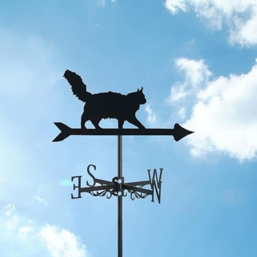 ZNEL Wetterfahne Mit Laufende Katze Form Ornament Wetterhahn Mit Dachmontage Richtung Kreatives Zuhause Dekoration Für Draußen Bauernhof Garten Gazebo