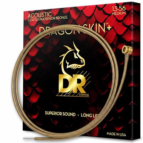 DR DAP-13 - DRAGON HUD + ™ Belagda akustiska gitarrsträngar i fosforbrons ger överlägset ljud med behaglig känsla och lång livslängd, ljus 13-56