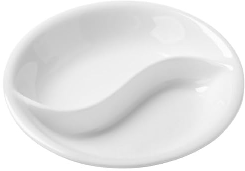 ABOOFAN 3.5'' Divided Ceramic Sauce Dish, Dual Compartment Dip Dish for Soy Sauce, Vinegar, Ketchup for Home & Restaurant