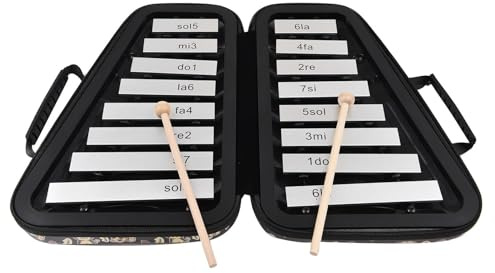 16 Tasten Glockenspiel 16-Ton Aluminiumplatte Xylophon Musikinstrumente Mit Koffer Schlägel(Black)