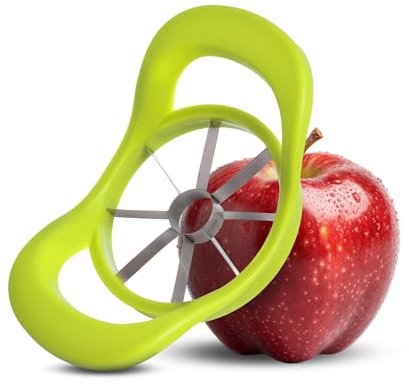 PRIMES Apple Corer Slicer Stainless Steel Easy Cutter, Heavy Duty Apple Slicer Fruit Slicer Fruit Divider Sharp Apple Cutter Corer Remover Easy Grip Handle with 8 Blades for Potato Lemon - Green