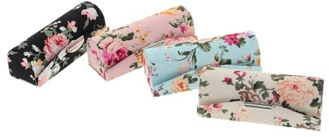HAPINARY 4 Pièces boîte à Rouge à lèvres brodée Porte-étui à Rouge à lèvres pour à Main étui à Rouge à lèvres Fleuri Cosmetic Organizer Coffret Makeup Pochette cosmétique en Tissu