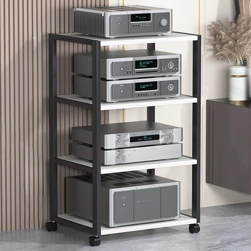 YHWKGZ Audio Rack Hi Fi Regal, 2/3/4-lagiger Phonoschrank, Atmungsaktiver, CD-Player-Stereo-Record Player Stand, Industriestil, Geeignet for Zuhause/Büro/Theater(Wit,19.6x35/60x89cm)