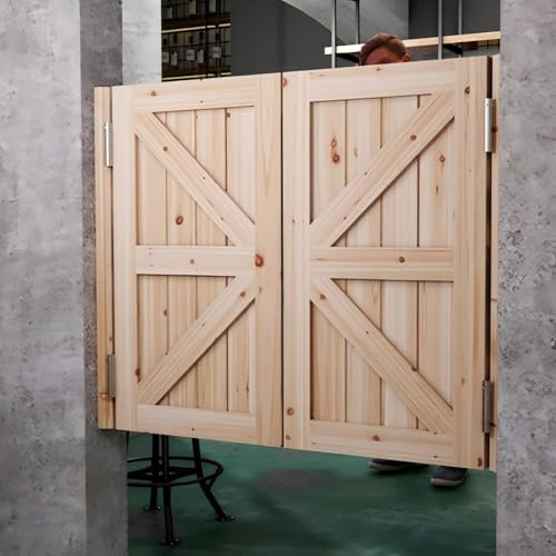 Drehtür, Salontür Unbemalt, Drehtür Für Café, Heimdekoration, Salontür Aus Holz, Drehtür, Flur, Küchentür, Bar-Jeanstür Mit Scharnieren, Automatisches Schließen(W110cm/43.3in)