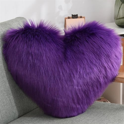 champracer Herzförmiges Plüschkissen Kissen Kissen weiches Wurfkissen dekoratives Kissen Sofa dekorativ Valentinstag Ostern (40x50 cm,lila)