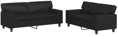 HETFTJN Outdoor Sofa Schlafsofa Camping Sofa Camping Couch - 2-TLG. Sofagarnitur Schwarz Kunstleder für Sitzzimmer Relaxationsraum Büro Hotelzimmer
