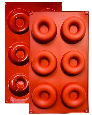FUNCLIC - 1 x Donutform mit Antihaftbeschichtung, Backform aus Silikon für Muffins, Brownies, Kuchen, Pudding, Eiswürfel, Gelee, Quiches (29 x 17 cm) – 6 Mulden