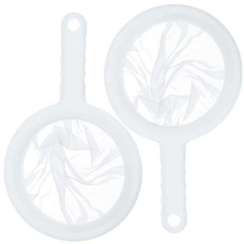 Plastic Sieve 2 Pcs Fine Mesh Sieve with Muslin Cloths for Cooking, Cheese Cloths for Straining, Coffee, Tea, Juice, Milk, Honey, Fried Food Etc (100Mesh,200Mesh)